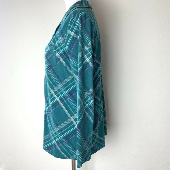 NEW Soma Multi Color Long Sleeve Notch Colar Shirt - Picture 3 of 5